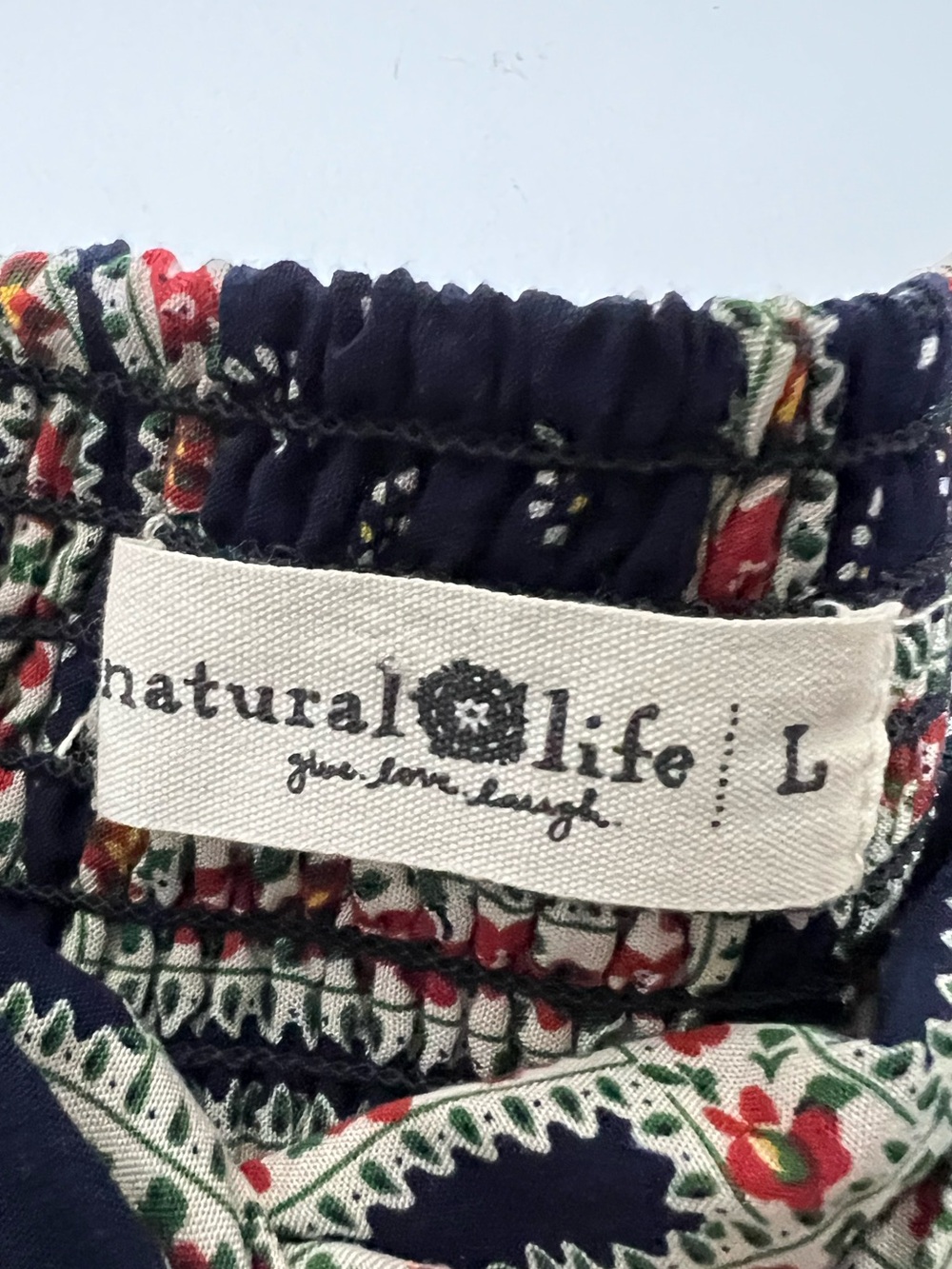 Natural Life Boho Maxi Skirt Floral Patchwork Print Coastal West Coast Navy - Picture 4 of 12